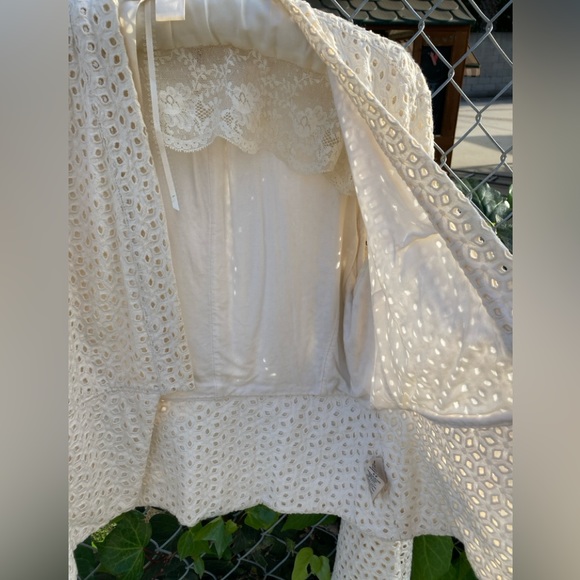 Free People Circle Sleeve Eyelet Jacket, Ivory, M - Picture 7 of 11